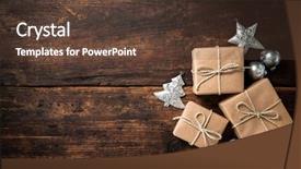  Presentation with decoration - Audience pleasing theme consisting of holiday season - christmas gift boxes and decoration backdrop and a tawny brown colored foreground