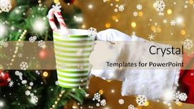  Presentation with bright - PPT layouts with holiday snoflakes - santa holding mug in his background and a coral colored foreground