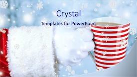  Presentation with santa claus holding scroll paper - Beautiful presentation design featuring holiday snoflakes - santa holding mug in his backdrop and a  colored foreground