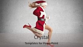  Presentation with triathlon run woman - Presentation design featuring holiday stress - beautiful woman dressed as santa background and a light gray colored foreground