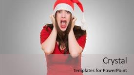  Presentation with arabian woman wearing hijab muslim - Colorful slide deck enhanced with holiday stress - furious woman wearing a christmas backdrop and a mint green colored foreground