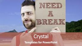  Presentation with holiday stress - Slides enhanced with holiday stress - man holding a card background and a  colored foreground