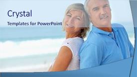  Presentation with aged - Slides having holiday stress - middle-aged couple at the seaside background and a  colored foreground