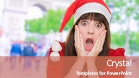  Presentation with hat - Cool new presentation with holiday stress - scared woman wearing a christmas backdrop and a  colored foreground