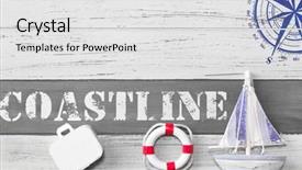  Presentation with sailing - Colorful presentation design enhanced with holiday sun beach sailing - maritime backdrop and a white colored foreground