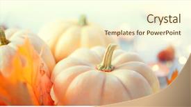  Presentation with thanksgiving dinner - Slides featuring holiday table decorated with pumpkins background and a cream colored foreground