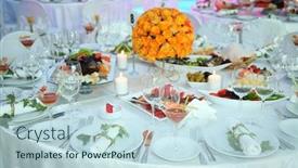  Presentation with card holiday flowers abstract - Beautiful PPT theme featuring holiday-table-setting-decorated backdrop and a light blue colored foreground