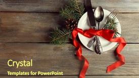  Presentation with table setting - PPT layouts having holiday table setting with christmas background and a tawny brown colored foreground