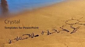  Presentation with summer holiday - Slides consisting of holiday-text-drawn-in-sand background and a gold colored foreground