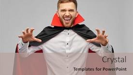  Presentation with vampire - Audience pleasing slide set consisting of holiday-theme-party-and-people backdrop and a coral colored foreground