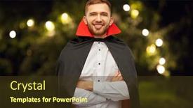  Presentation with happy holiday - Amazing slides having holiday-theme-party-and-people backdrop and a tawny brown colored foreground