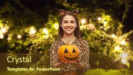  Presentation with happy holiday - PPT theme enhanced with holiday-theme-party-and-people background and a tawny brown colored foreground