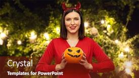  Presentation with happy holiday - Beautiful PPT theme featuring holiday-theme-party-and-people backdrop and a tawny brown colored foreground