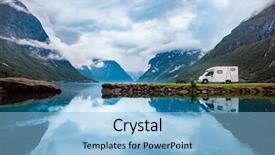  Presentation with beautiful nature - Presentation theme having holiday trip in motorhome car background and a light blue colored foreground