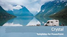  Presentation with vacation - Audience pleasing slides consisting of holiday trip in motorhome car backdrop and a light blue colored foreground