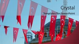  Presentation with turkish - PPT layouts enhanced with holiday turkish flags and construction background and a light blue colored foreground