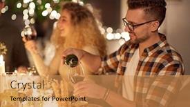  Presentation with dinner party - Presentation design consisting of holidays-and-celebration-concept-happy background and a gold colored foreground