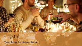  Presentation with christmas party - Cool new slide deck with holidays-and-celebration-concept-man backdrop and a gold colored foreground