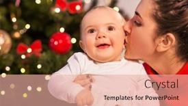  Presentation with baby tree - Slides with holidays-and-childhood-concept-mother background and a coral colored foreground