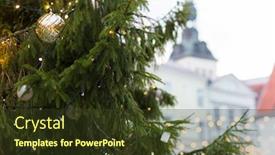  Presentation with town hall - Beautiful PPT theme featuring holidays and decoration concept - close up of natural christmas tree at old town hall square in tallinn backdrop and a tawny brown colored foreground