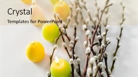  Presentation with white candles - Slide deck enhanced with holidays and object concept - pussy background and a lemonade colored foreground