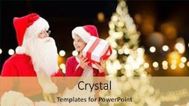  Presentation with christmas lights - PPT theme with holidays and people concept - santa background and a  colored foreground
