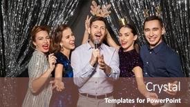  Presentation with christmas party - Colorful presentation enhanced with holidays-and-people-concept-happy backdrop and a violet colored foreground