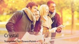  Presentation with company - Audience pleasing presentation theme consisting of holidays and tourism concept - group backdrop and a coral colored foreground