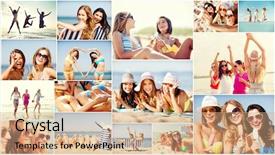  Presentation with holidays - Colorful presentation design enhanced with holidays and vacation concept - collage backdrop and a coral colored foreground