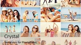  Presentation with holidays - Cool new presentation design with holidays and vacation concept - collage backdrop and a coral colored foreground