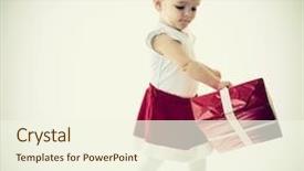  Presentation with new baby girl - Beautiful slides featuring holidays baby girl dancing with presents christmas birthday new year x-mas concept - happy child girl with gift boxes backdrop and a cream colored foreground