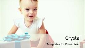  Presentation with happy birthday baby - Amazing slide set having holidays baby girl with presents christmas birthday new year x-mas concept - happy child girl with gift boxes toned backdrop and a cream colored foreground