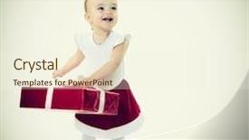  Presentation with new baby girl - Slide deck enhanced with holidays baby girl with presents background and a cream colored foreground