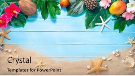  Presentation with tropical flowers - Slides consisting of background with tropical flowers leaves background and a lemonade colored foreground