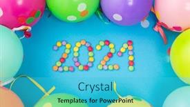  Presentation with blue balloons - Slides enhanced with holidays-celebration-and-decoration-concept background and a cyan colored foreground