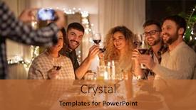  Presentation with dinner party - Slide set with holidays-celebration-and-people-concept background and a red colored foreground