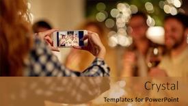  Presentation with dinner party - Colorful presentation design enhanced with holidays-celebration-and-people-concept backdrop and a red colored foreground