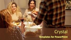  Presentation with christmas dinner - Beautiful slide set featuring holidays-celebration-and-people-concept backdrop and a tawny brown colored foreground