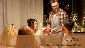  Presentation with christmas dinner - Amazing slide set having holidays-celebration-and-people-concept backdrop and a red colored foreground