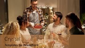  Presentation with christmas dinner - Cool new PPT theme with holidays-celebration-and-people-concept backdrop and a coral colored foreground