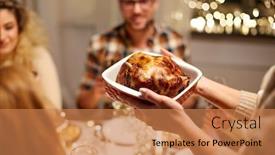  Presentation with christmas dinner - Amazing presentation design having holidays-celebration-and-people-concept backdrop and a coral colored foreground