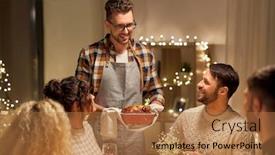  Presentation with christmas dinner - Amazing presentation theme having holidays-celebration-and-people-concept backdrop and a coral colored foreground