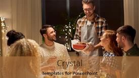  Presentation with christmas dinner - Beautiful slide set featuring holidays-celebration-and-people-concept backdrop and a coral colored foreground