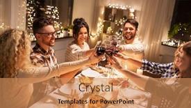  Presentation with christmas dinner - PPT layouts enhanced with holidays-celebration-and-people-concept background and a coral colored foreground