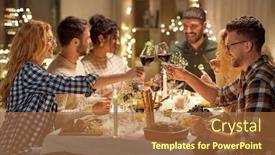  Presentation with dinner party - Slides having holidays-celebration-and-people-concept background and a red colored foreground