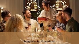  Presentation with christmas dinner - Theme with holidays-celebration-and-people-concept background and a coral colored foreground