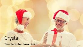  Presentation with red christmas holiday illustration - Presentation design with holidays christmas age and people background and a lemonade colored foreground