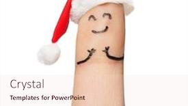  Presentation with christmas holidays - Slide set with holidays christmas and body parts concept - close up of one finger in santa hat background and a lemonade colored foreground