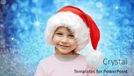  Presentation with blue lights - Beautiful PPT theme featuring little girl in santa hat backdrop and a light blue colored foreground