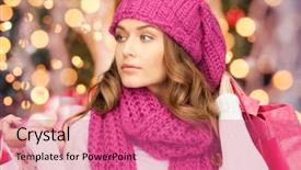  Presentation with christmas sale christmas products - Amazing presentation design having holidays christmas sale and people backdrop and a coral colored foreground